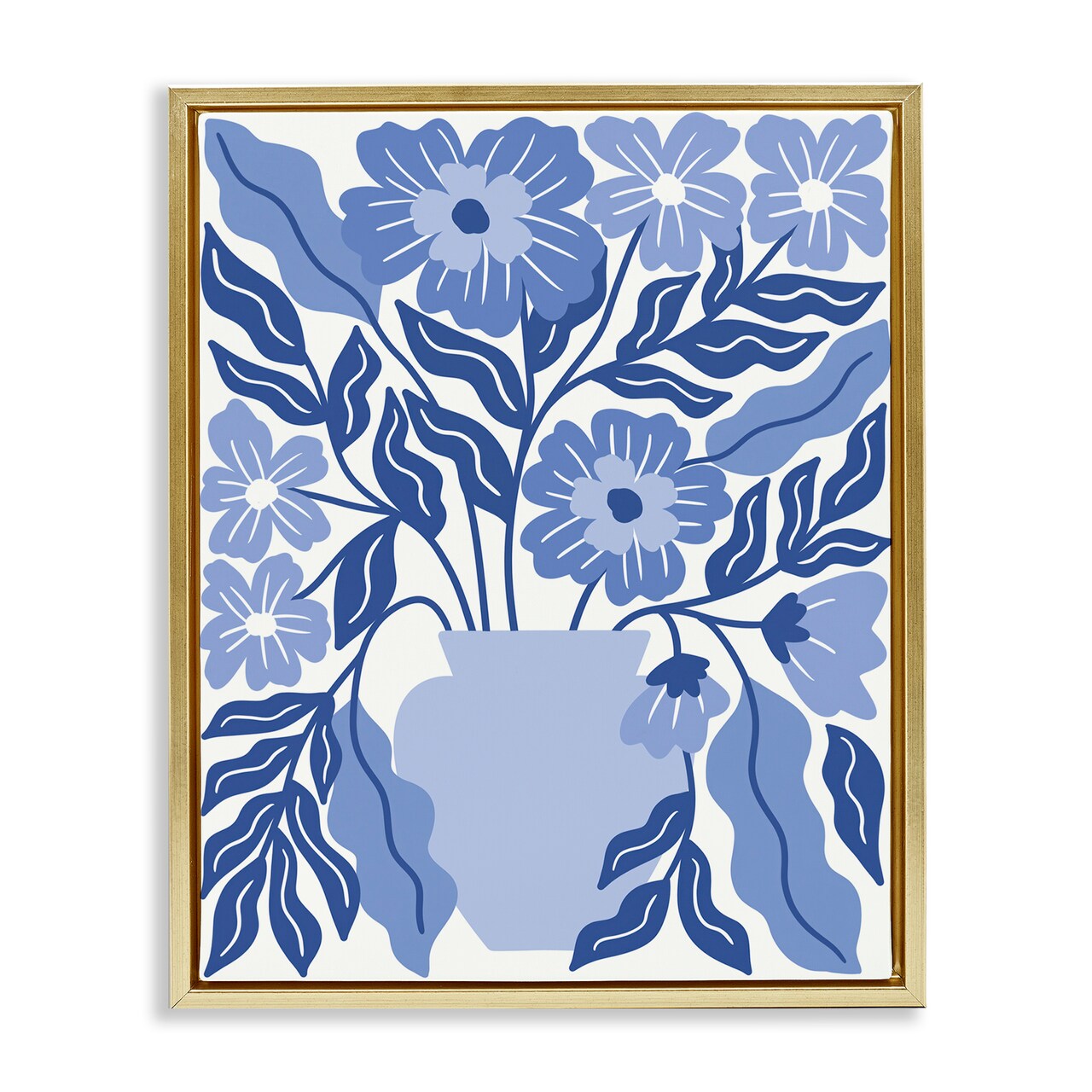 Stupell Industries Blue & White Flower Vase Framed Floater Canvas Wall Art Design by Taylor Shannon Designs